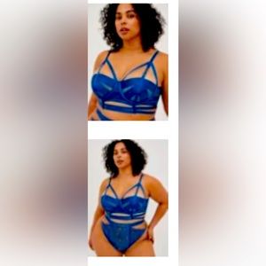 Cage underwire longline bralette withmatching high waisted thong panty